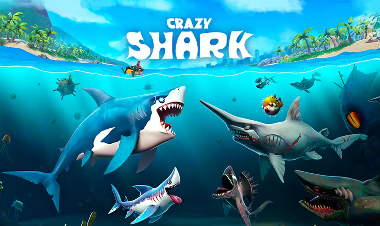 Crazy Shark - Official Image on Snow Rider 3D Crazy Shark Poster - Play on Snow Rider 3D